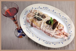 Rôti de Pintade farce aux Morilles+liseret