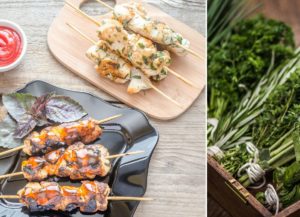 Brochettes de poulet marinées aux herbes