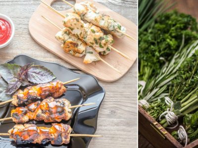 Brochettes de poulet marinées aux herbes