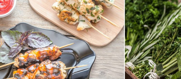 Brochettes de poulet marinées aux herbes