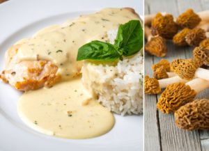 Poularde chaponnée aux morilles et sauce crémée, plat festif de fin d’année de la Ferme de la Couture