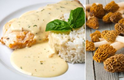 Poularde chaponnée aux morilles et sauce crémée, plat festif de fin d’année de la Ferme de la Couture
